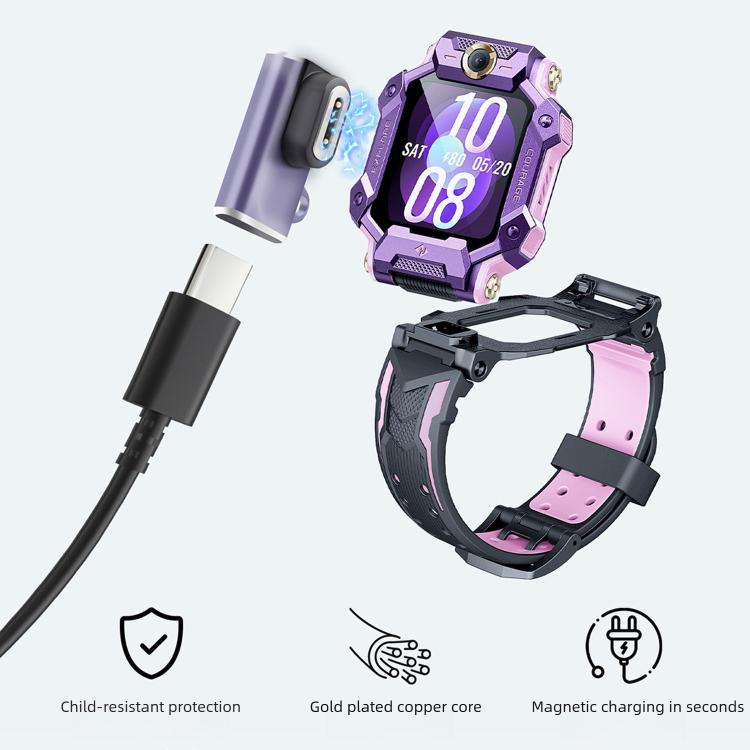 Magnetic watch charger adapter beside a USB-C cable and compatible watch