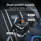 Black dual-port PD fast car charger with retractable top housing and visible ports