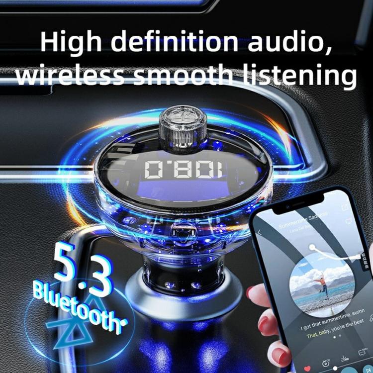 Car MP3 player with glowing LED display and Bluetooth dial for wireless listening