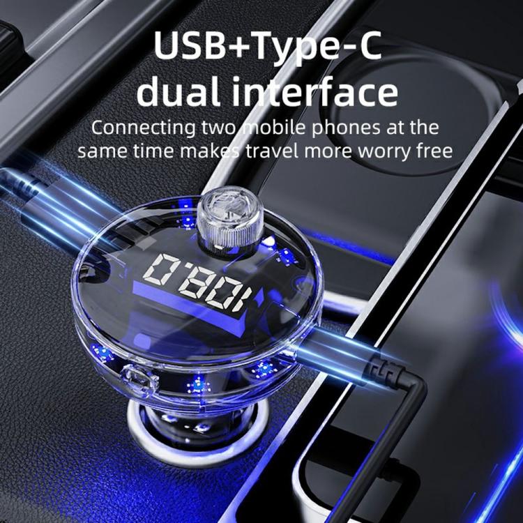 Car MP3 player with USB and Type-C dual interface near the charging ports