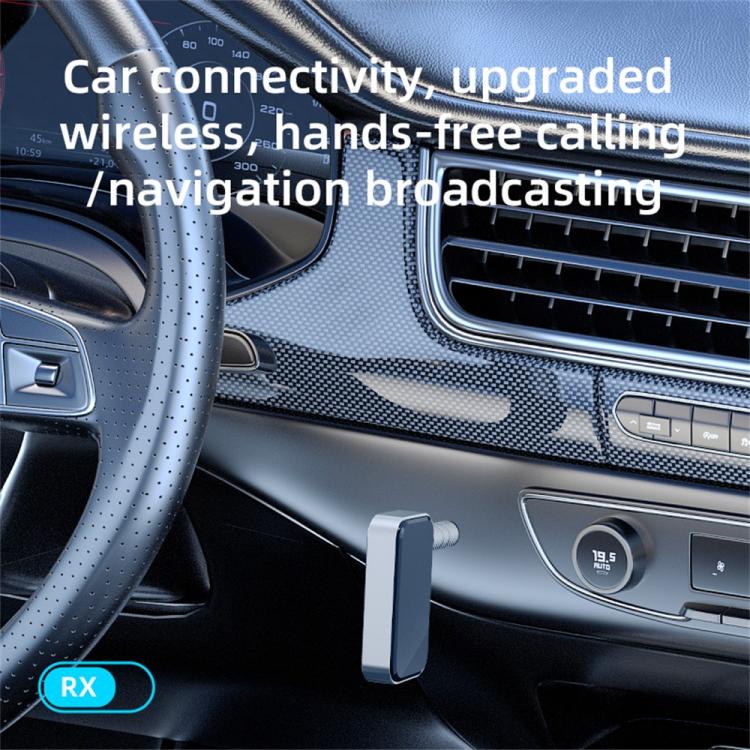 Car Bluetooth wireless audio adapter module with power button, black and silver casing