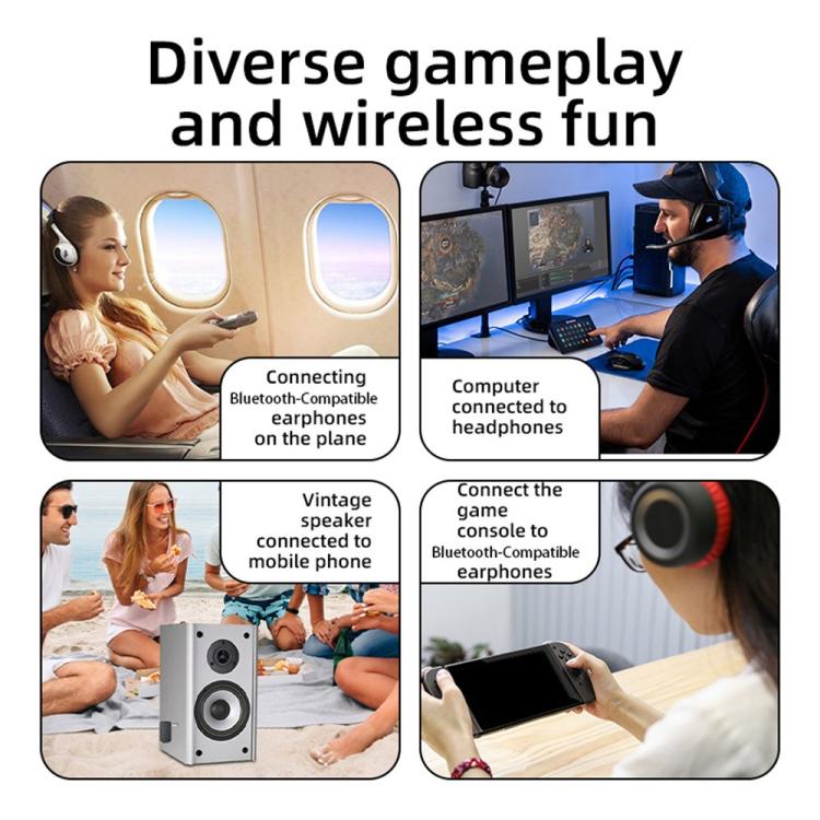 Wireless Bluetooth audio adapter supporting gaming and home audio, multi-device use