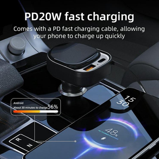 K8 PD 20W and QC 18W Fast Charger USB-A and USB-C Dual Port Car Charger with Retractable Type-C Cable, K8