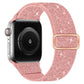 Pink glitter elastic nylon Apple Watch band with rose gold-tone buckle