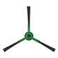 Robot vacuum replacement side brush with green hub and three black bristle blades
