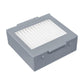 Gray robot vacuum filter with white pleated filter media and rectangular frame