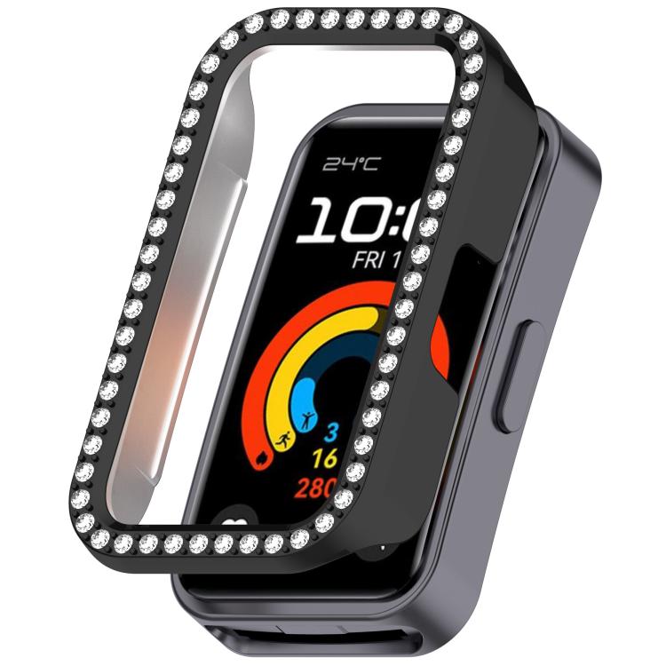 Single Row Diamond Half Coverage Hollow PC Watch Protective Case, For Huawei Band 11