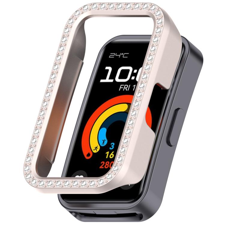 Single Row Diamond Half Coverage Hollow PC Watch Protective Case, For Huawei Band 11