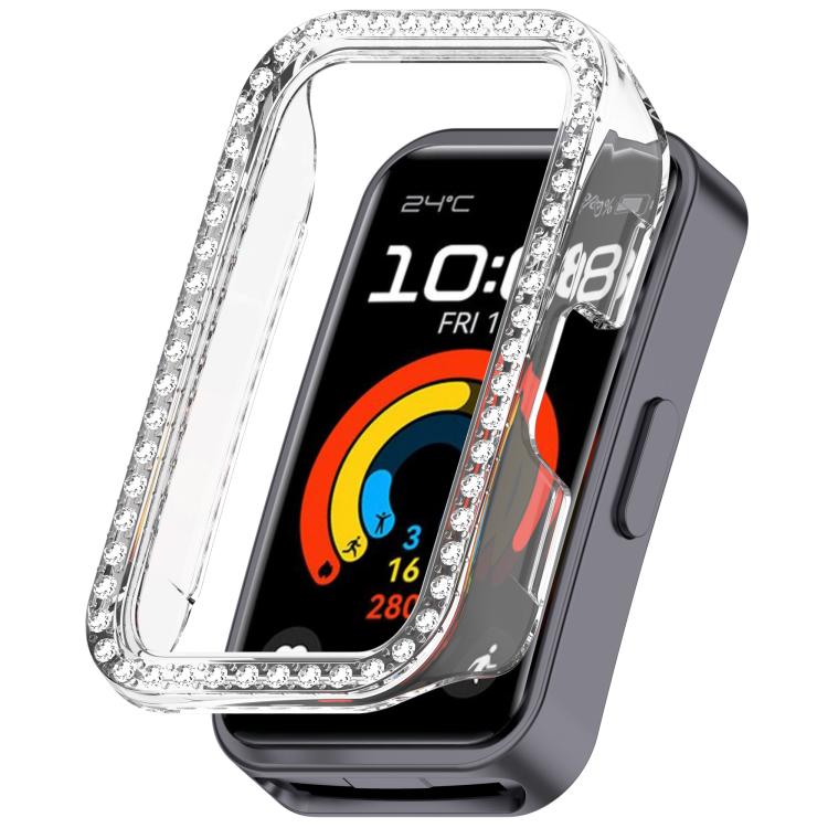 Single Row Diamond Half Coverage Hollow PC Watch Protective Case, For Huawei Band 11