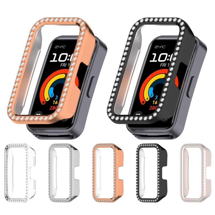 Single Row Diamond Half Coverage Hollow PC Watch Protective Case, For Huawei Band 11
