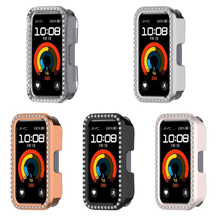 Single Row Diamond Half Coverage Hollow PC Watch Protective Case, For Huawei Band 11