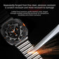 Silver wave-textured stainless steel watch band attached to a smartwatch