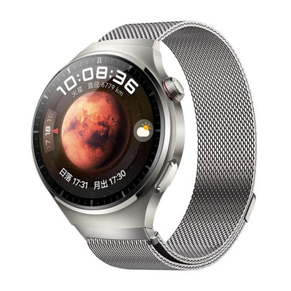 Press Button Seamless Interface Milanese Magnetic Stainless Steel Watch Band, For Huawei Watch 4 Pro
