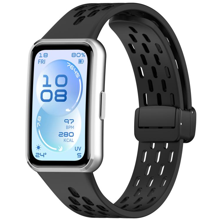 Foldable Magnetic Buckle Silicone Watch Band, For Huawei Band 11 / Band 11 Pro