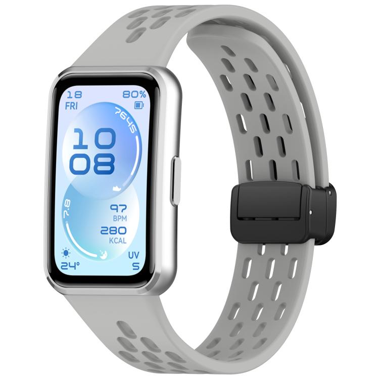 Foldable Magnetic Buckle Silicone Watch Band, For Huawei Band 11 / Band 11 Pro