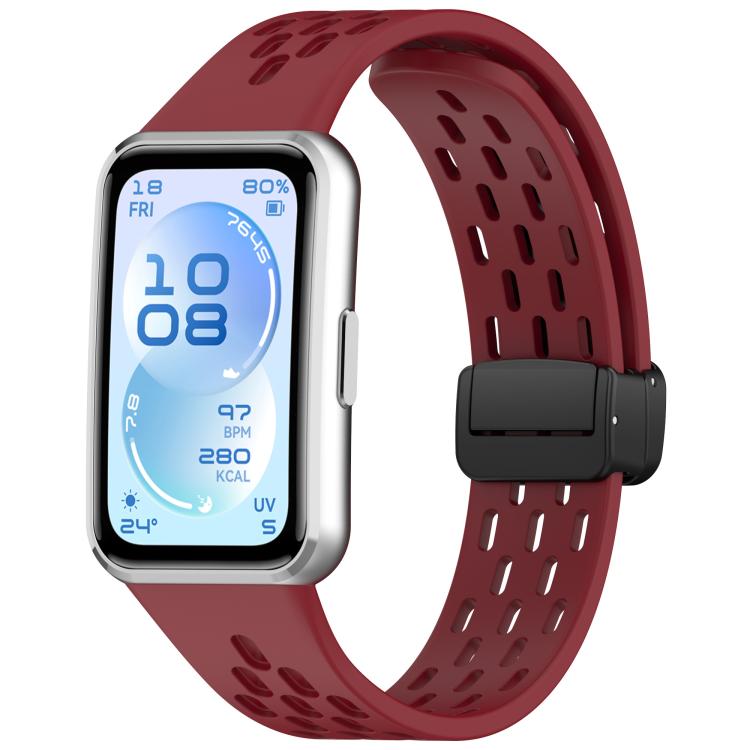 Foldable Magnetic Buckle Silicone Watch Band, For Huawei Band 11 / Band 11 Pro
