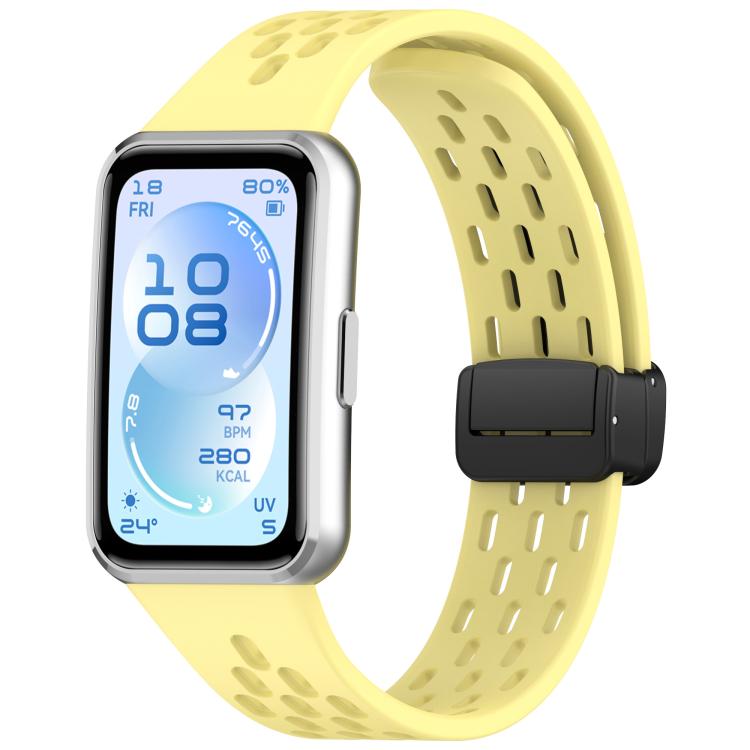Foldable Magnetic Buckle Silicone Watch Band, For Huawei Band 11 / Band 11 Pro
