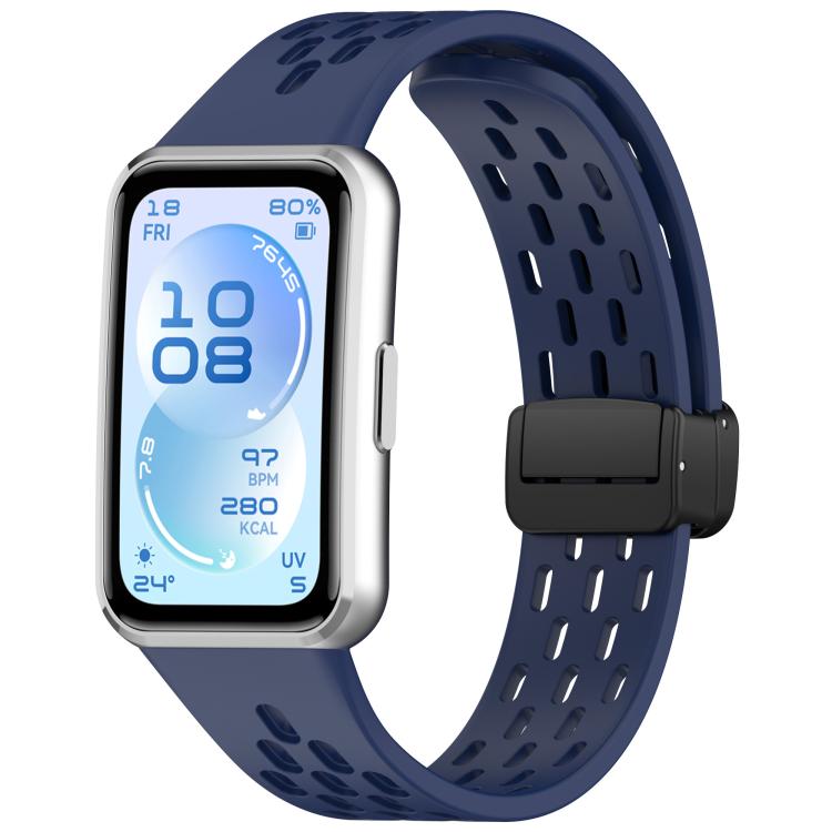 Foldable Magnetic Buckle Silicone Watch Band, For Huawei Band 11 / Band 11 Pro