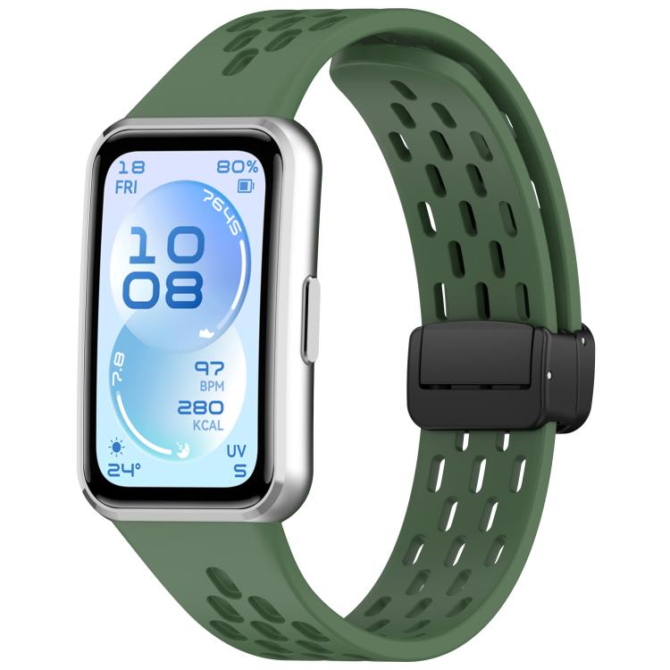 Foldable Magnetic Buckle Silicone Watch Band, For Huawei Band 11 / Band 11 Pro
