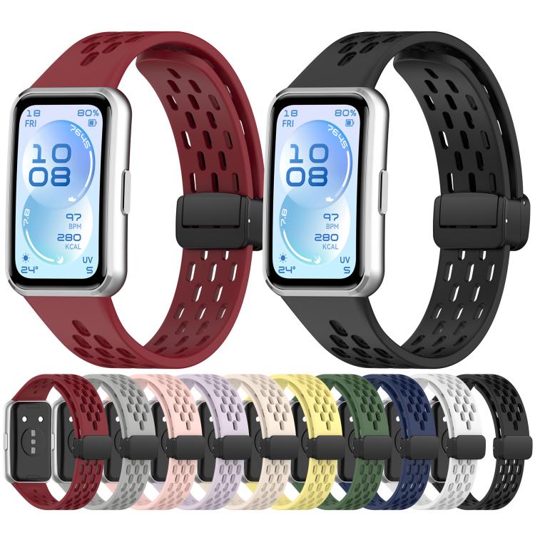 Foldable Magnetic Buckle Silicone Watch Band, For Huawei Band 11 / Band 11 Pro