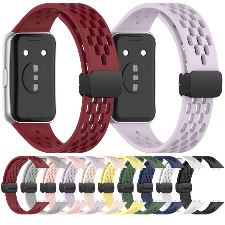 Foldable Magnetic Buckle Silicone Watch Band, For Huawei Band 11 / Band 11 Pro