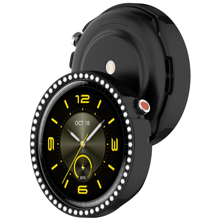 Single Row Diamond Half Coverage Hollow PC Watch Protective Case, For Honor Watch Fit Vitaly, For Honor Watch GS 5 / Watch Fit Elegant