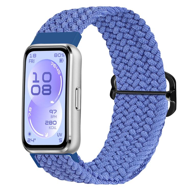 Blue woven nylon watch band with slide buckle