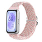 Pale pink flecked woven watch band with silver slide buckle