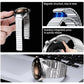 Silver stainless steel magnetic watch band shown in use and close-up clasp views