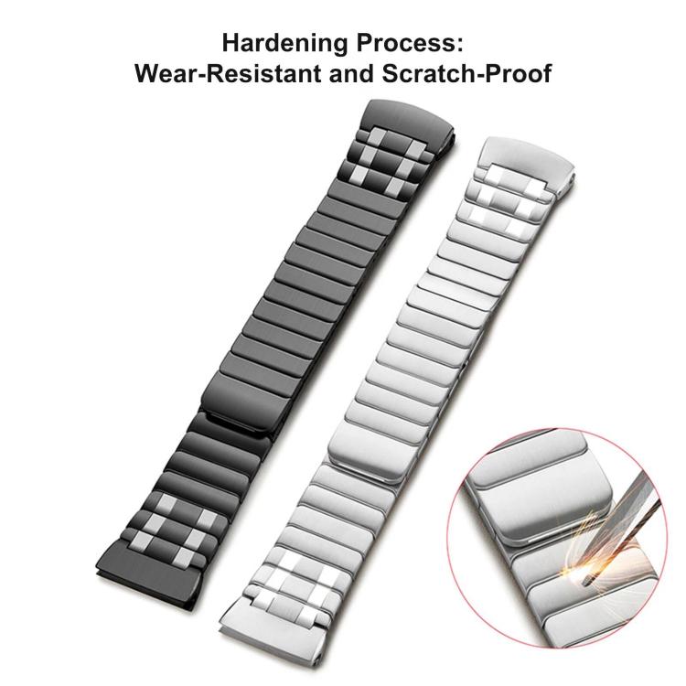 Detached stainless steel watch bands in dark gray and silver
