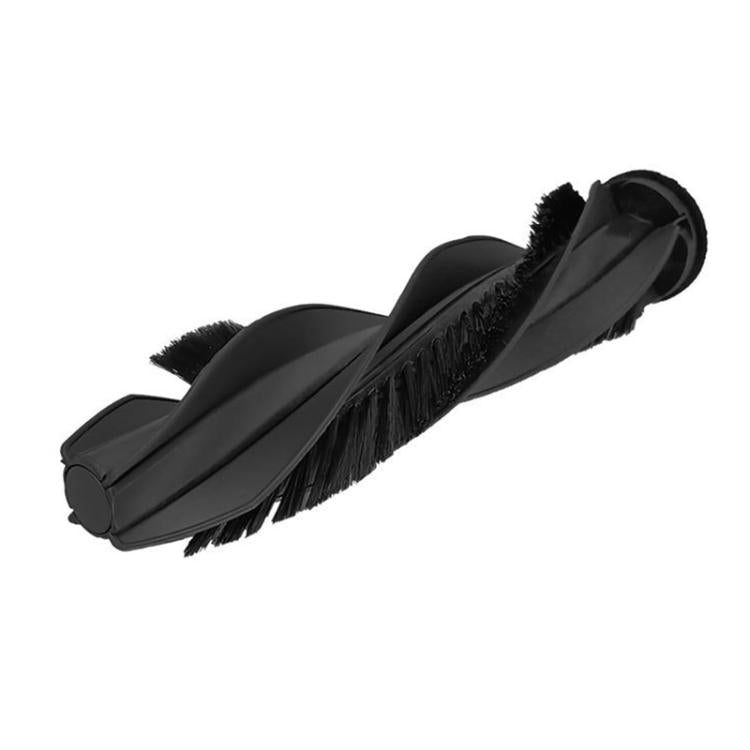 Black rubber main roller brush attachment with bristle strip and end wheels