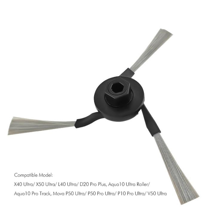 Robot vacuum side brush assembly with black hub and gray bristles