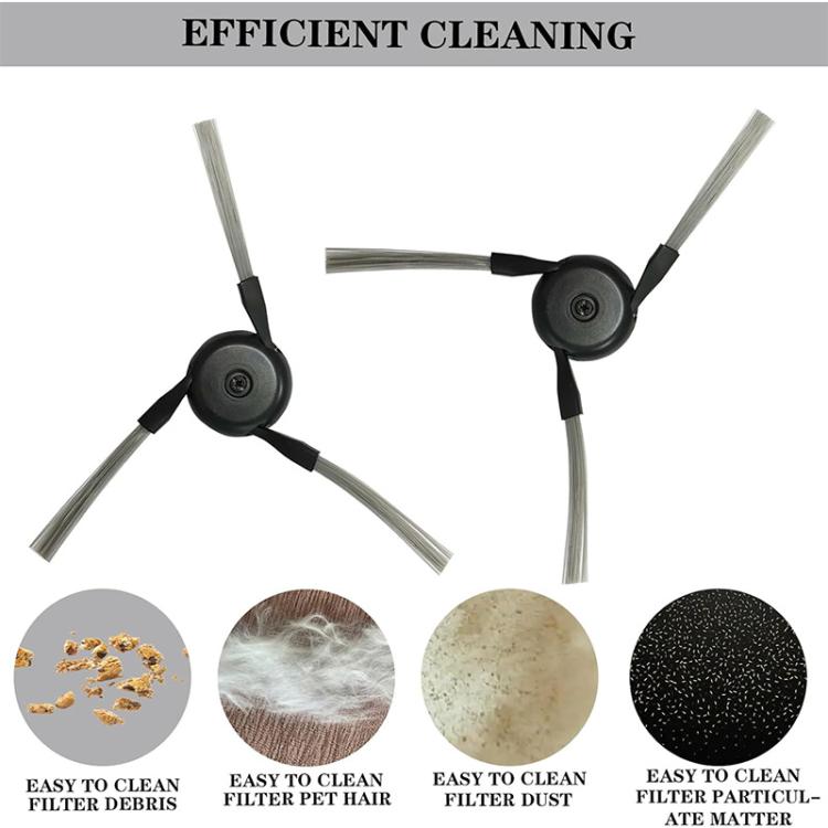 Pair of robot vacuum side brushes with black hubs and gray bristle arms