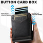 Black button card box wallet with multiple card slots and pop-up front