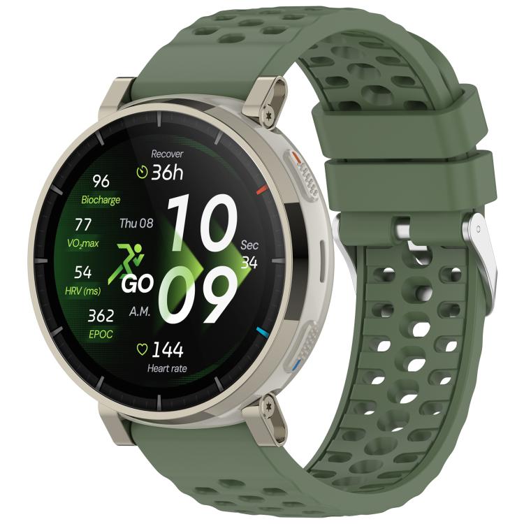 Perforated Pin Buckle Solid Color Silicone Watch Band, For Amazfit Active 3 Premium