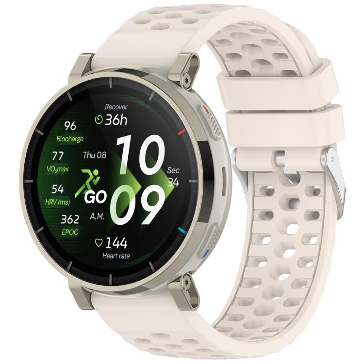 Perforated Pin Buckle Solid Color Silicone Watch Band, For Amazfit Active 3 Premium