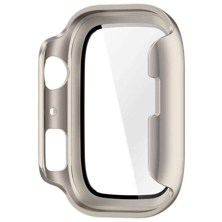 Ivory watch case shown from the back, with screen protector and side cutouts