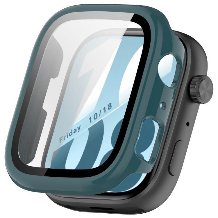 Teal watch protective case with integrated screen protector and button cutouts