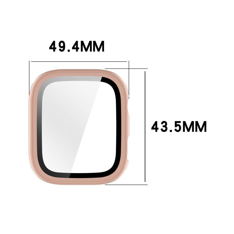Rose pink Honor Watch X5i case with integrated glass screen protector, 49.4 by 43.5 mm