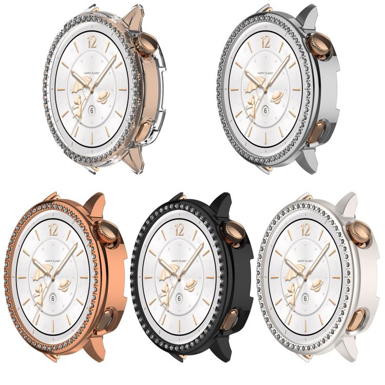 Single Row Diamond Half Coverage Hollow PC Watch Protective Case, For OnePlus Watch 4