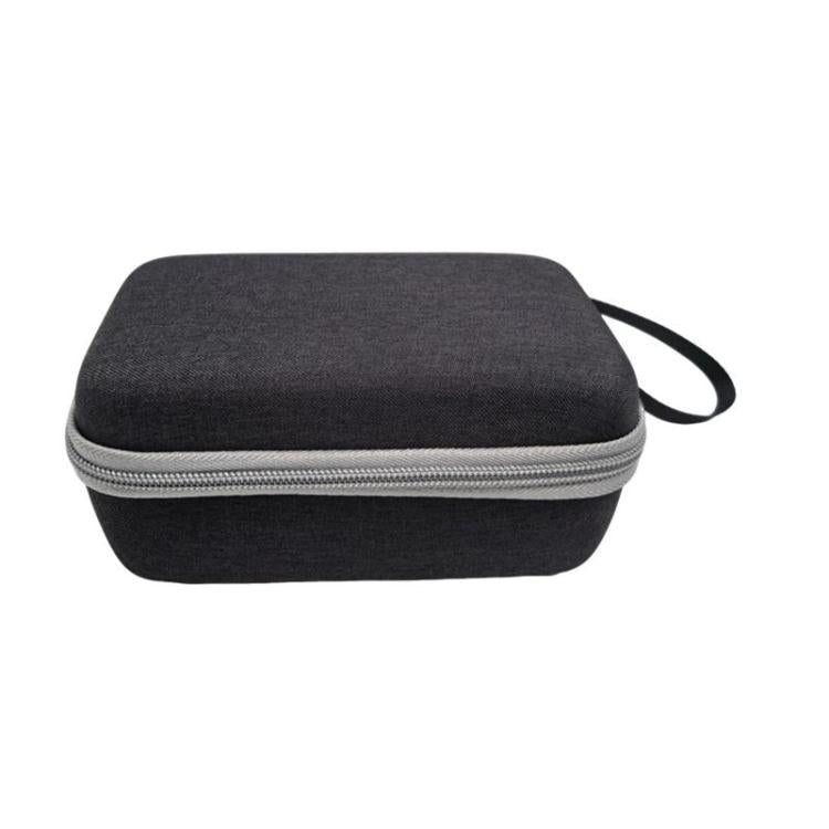 Gray fabric mini printer protective case with zipper, top carry handle