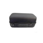 Black hard-shell travel case with front zipper and mesh opening.