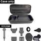 Black mesh hard-shell storage case with zipper closure.
