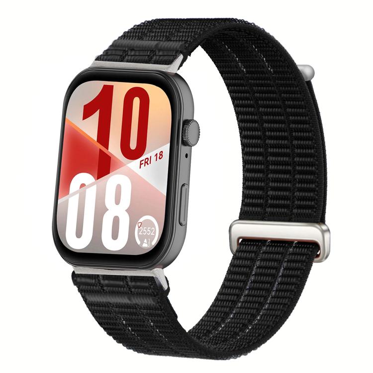 Black nylon loop watch band with a metal slider