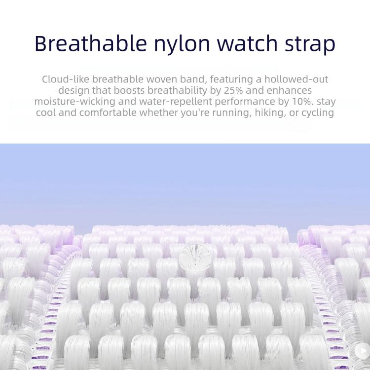 Close-up of the breathable woven nylon texture on a watch band