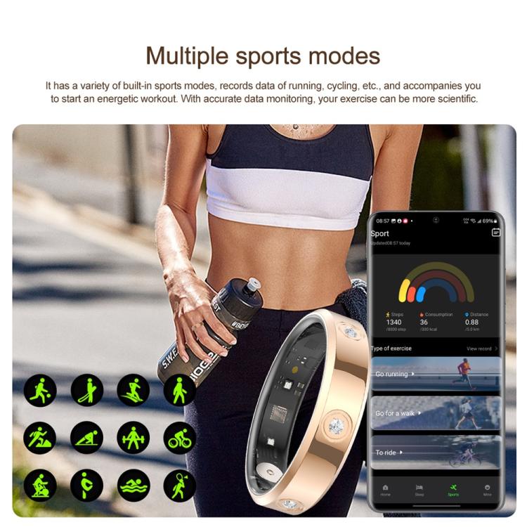 HR01 SIZE 9 Smart Ring, Support Heart Rate / Blood Oxygen / Sleep Monitoring / Female Menstrual Cycle, SIZE 9