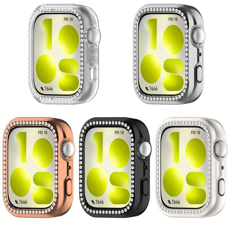 Single Row Diamond Half Coverage Hollow PC Watch Protective Case, For Huawei Watch Fit 5 Pro, For Huawei Watch Fit 5