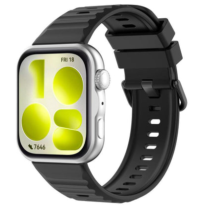 Wave Texture Coloured Buckle Solid Color Silicone Watch Band, For Huawei Watch Fit 5 / Fit 5 Pro