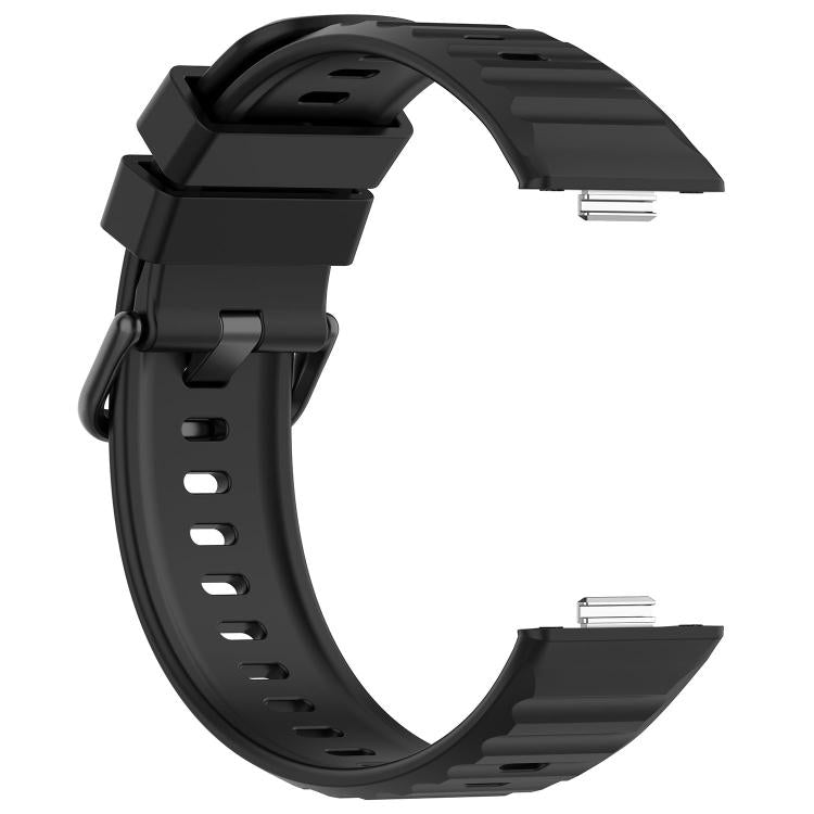 Wave Texture Coloured Buckle Solid Color Silicone Watch Band, For Huawei Watch Fit 5 / Fit 5 Pro