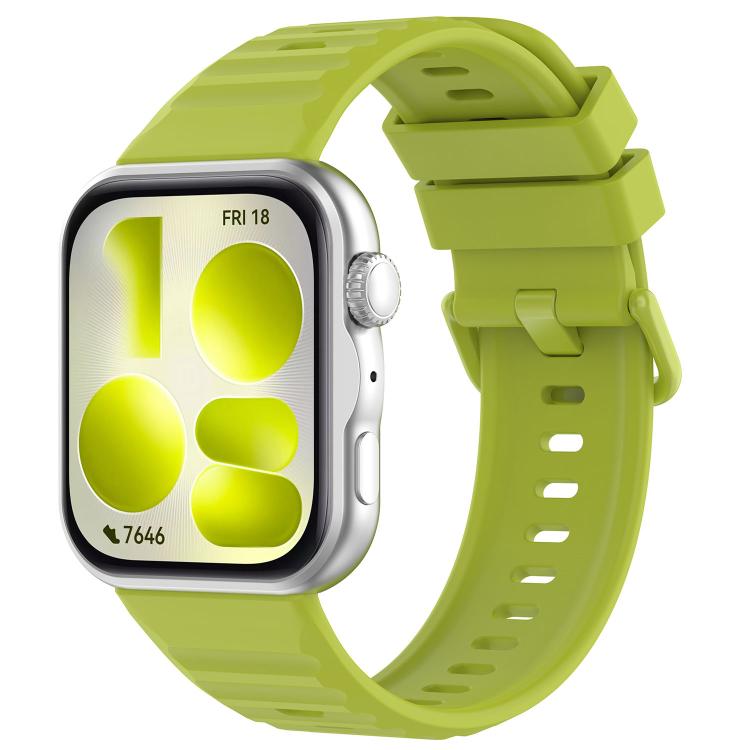 Wave Texture Coloured Buckle Solid Color Silicone Watch Band, For Huawei Watch Fit 5 / Fit 5 Pro